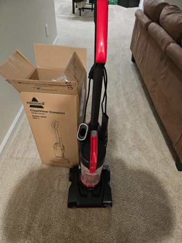 BISSELL CleanView Compact Upright Vacuum, Fits In Dorm Rooms & Apartments, Lightweight with Powerful Suction and Removable Extension Wand, 3508, Red,black photo review